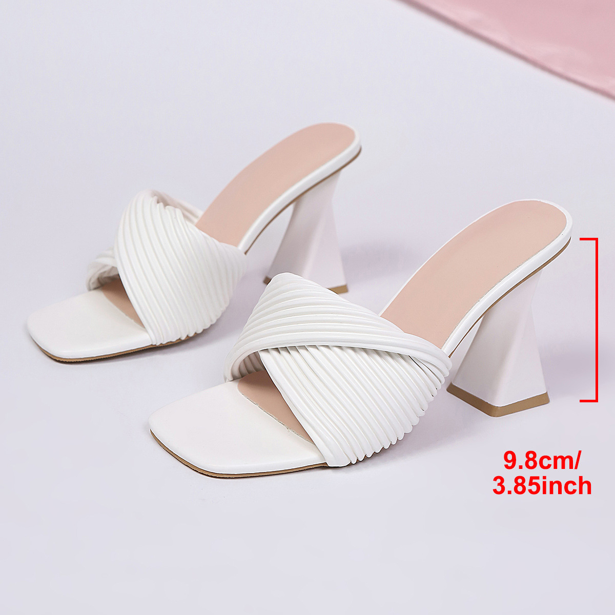 Women's Square Toe High Heeled Sandals Summer Slip-On Toe Open-Toe Unique Heel Sandals_vogvips.com