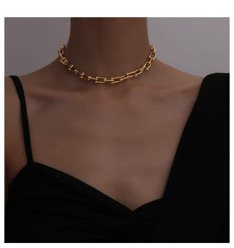 Geometric Pattern Fashion Geometric Titanium Steel Patchwork Plating Chain Necklace 1 Piece