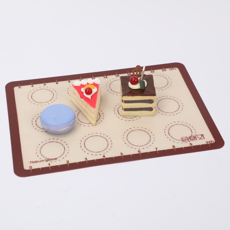 Amazon macaron estera de horno de fibra de vidrio resistente a altas temperaturas antiadherente estera de amasado de silicona de platino de grado alimenticio estera para hornear