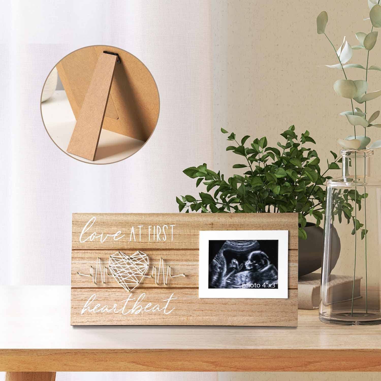 Marco de fotos de madera para mascotas Decoración de mesa creativa mesa de bebé colgante marco de fotos latido del corazón en forma de corazón bobinado