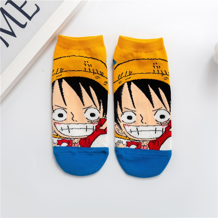 Calcetines para mujeres primavera y verano nuevas series One Piece calcetines lindas calcetines de dibujos animados superficiales, calcetines de algodón bajas