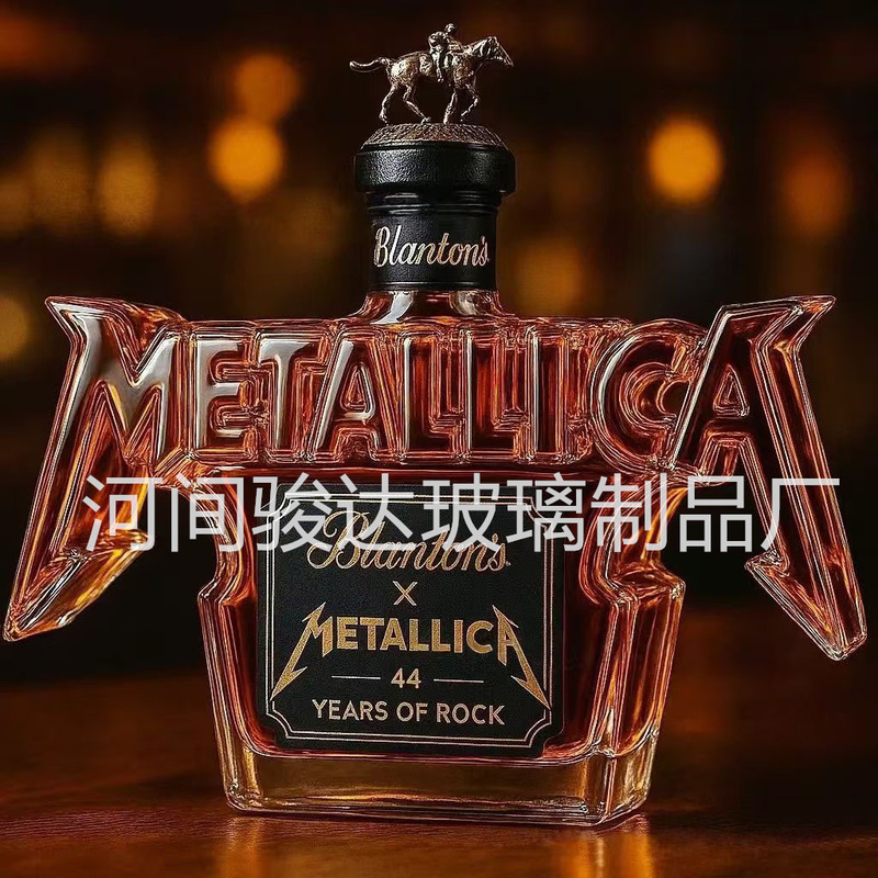 跨境新款高硼硅玻璃酒瓶Whiskey Bottle44年摇滚限量版威士忌酒瓶|undefined