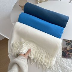 新款纯色流苏围巾男女秋冬加厚百搭高级感披肩仿羊绒时尚围脖现货