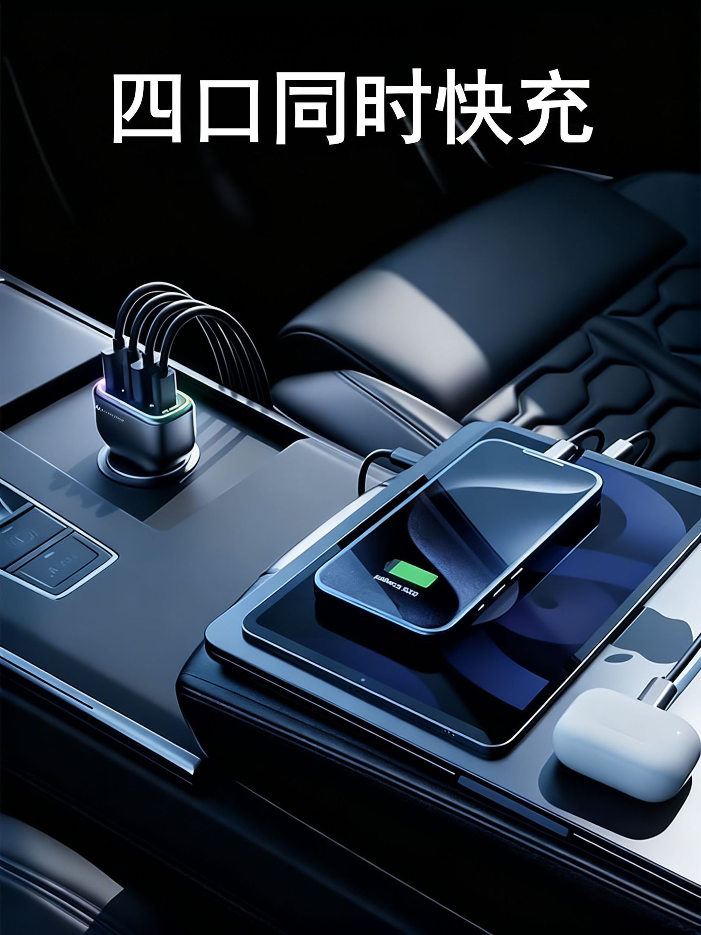 Cross-Border Car Charger Super Fast Charging 2025 New Model 120W Four-Port Pd+Qc Car Charger Flash Charging Four-Port Fast Charging