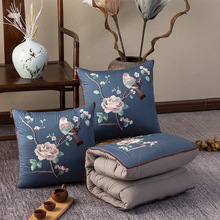 新中式古典刺绣中国风绣花轻奢全棉60贡缎抱枕被沙发坐垫靠垫被子