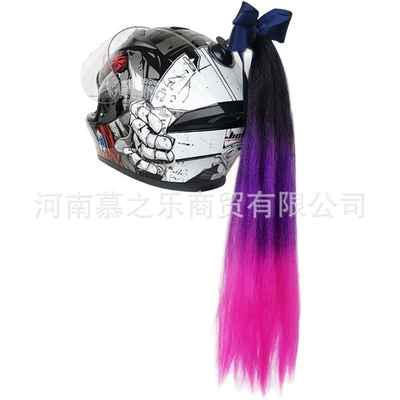 Helmet Braid Large Suction | Motosiklet dəbilqələri - dark-purple-rose-red-loose-ponytail-with-bow