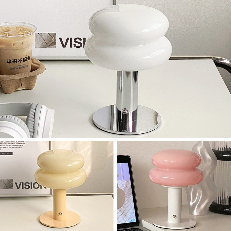 Cross-Border New Product Glass Mushroom Rechargeable Night Light Ins Korean Blogger Ornament Decorative Lamp Atmosphere Night Light