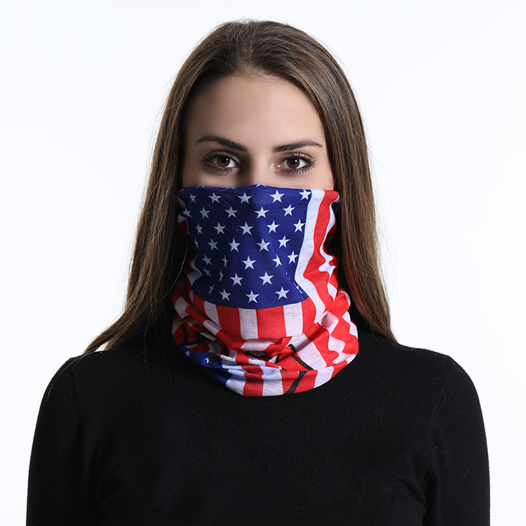 美国国旗花型多功能魔术头巾 百变防晒无缝围脖户外骑行面罩