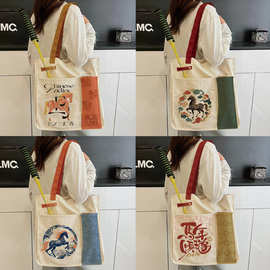 帆布包订印图案logo大容量羽毛球包网球包通勤手提单肩包运动包