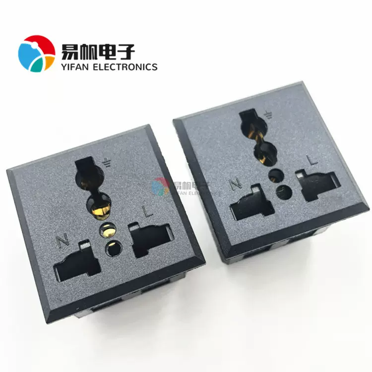 AC多功能电源插座16A卡式 三孔 机柜逆变器输入插座 带保护安全门