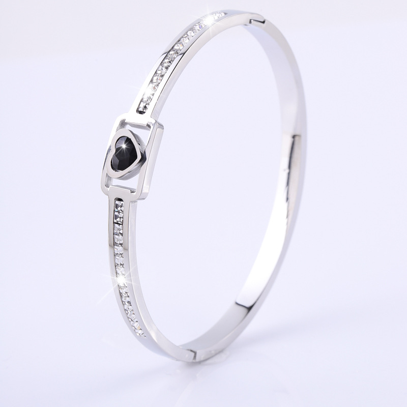 Brazalete de acero de titanio lujoso ligero amor de tendencia brazalete de zircón universal mujer explosión transfronteriza nicho pulsera de alto nivel image 13