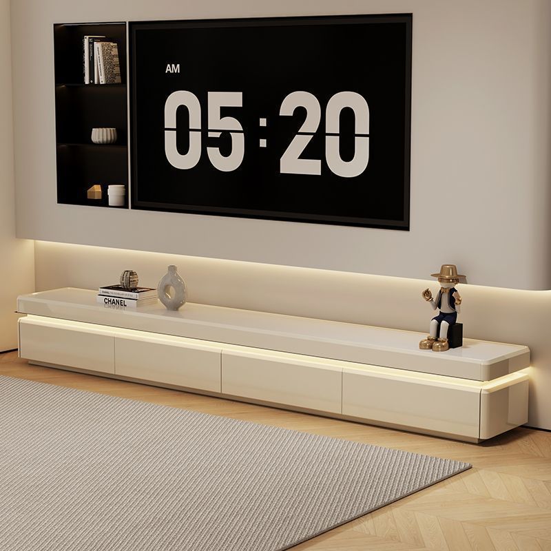 Tv Cabinet Floor-Standing Living Room Rounded Corner Side Cabinet Storage Storage Cabinet Integrated High-End Coffee Table Combination New Style