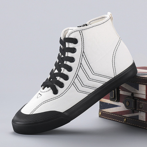 Women's High Top Canvas Women's Plaid Casual Cloth Shoes High Top 2024 Spring New Trendy Versatile Cloth Panel Shoes