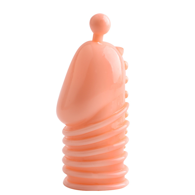 Textured Glans Condom Sleeve, Wolf-Tooth Stimulation, Transparent Soft Rubber, Manual Couples Toy — detail image 2