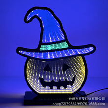 跨境新款led单双面南瓜灯发光隧道灯万圣节氛围灯小夜灯卧室摆件