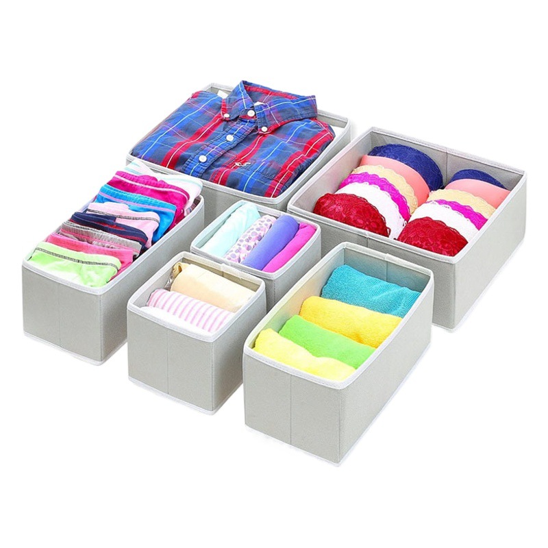 Caja de almacenamiento pequeña de escritorio sin tapa caja de organización de calcetines de seis piezas caja de almacenamiento de dormitorio caja de almacenamiento separada