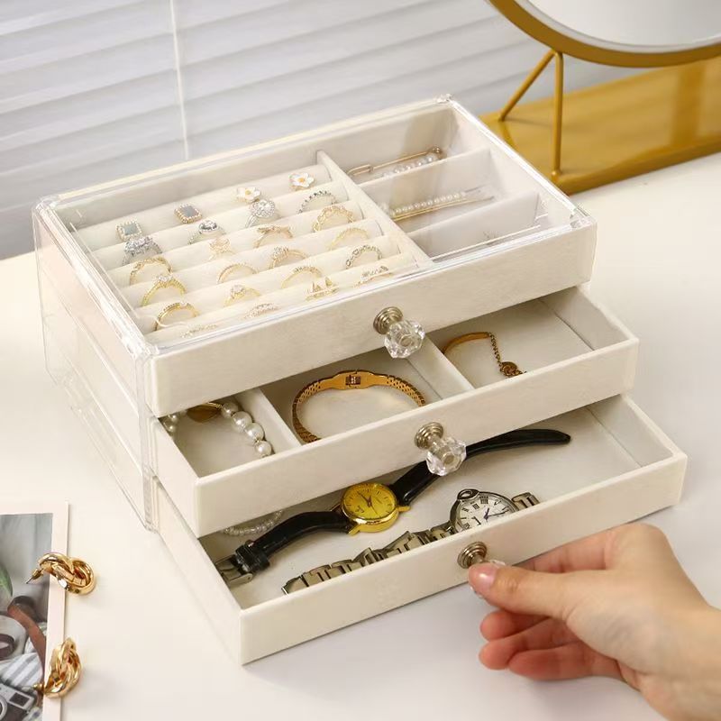 ジュエリー収納ケース高級洗練された新しい引き出し式ネックレスピアス多層大容量イヤリングアクセサリーケース|undefined