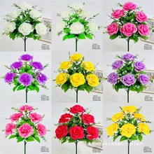 单支花假花玫瑰花装饰干花绢花布花塑料花房间装饰花小把花束