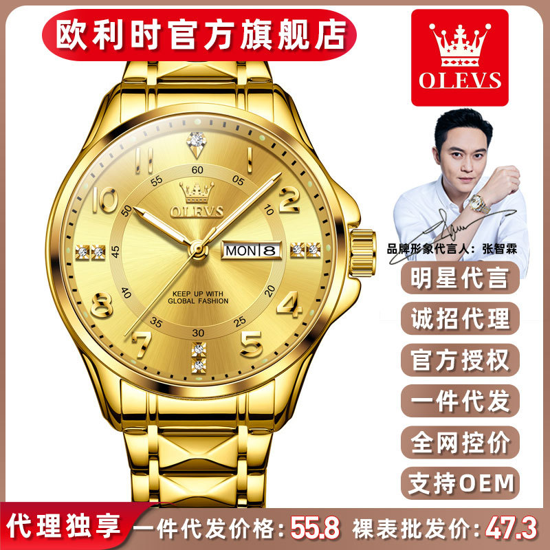 Star endorsement oulishi brand watch double calendar electronic quartz watch digital simple cross-border foreign trade Men's Watch