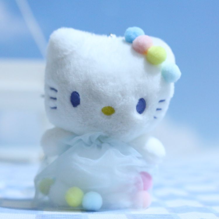 Llavero/colgante para bolso de Hello Kitty, lindo, de dibujos animados, juguete de peluche, gatito, muñeca de trapo.