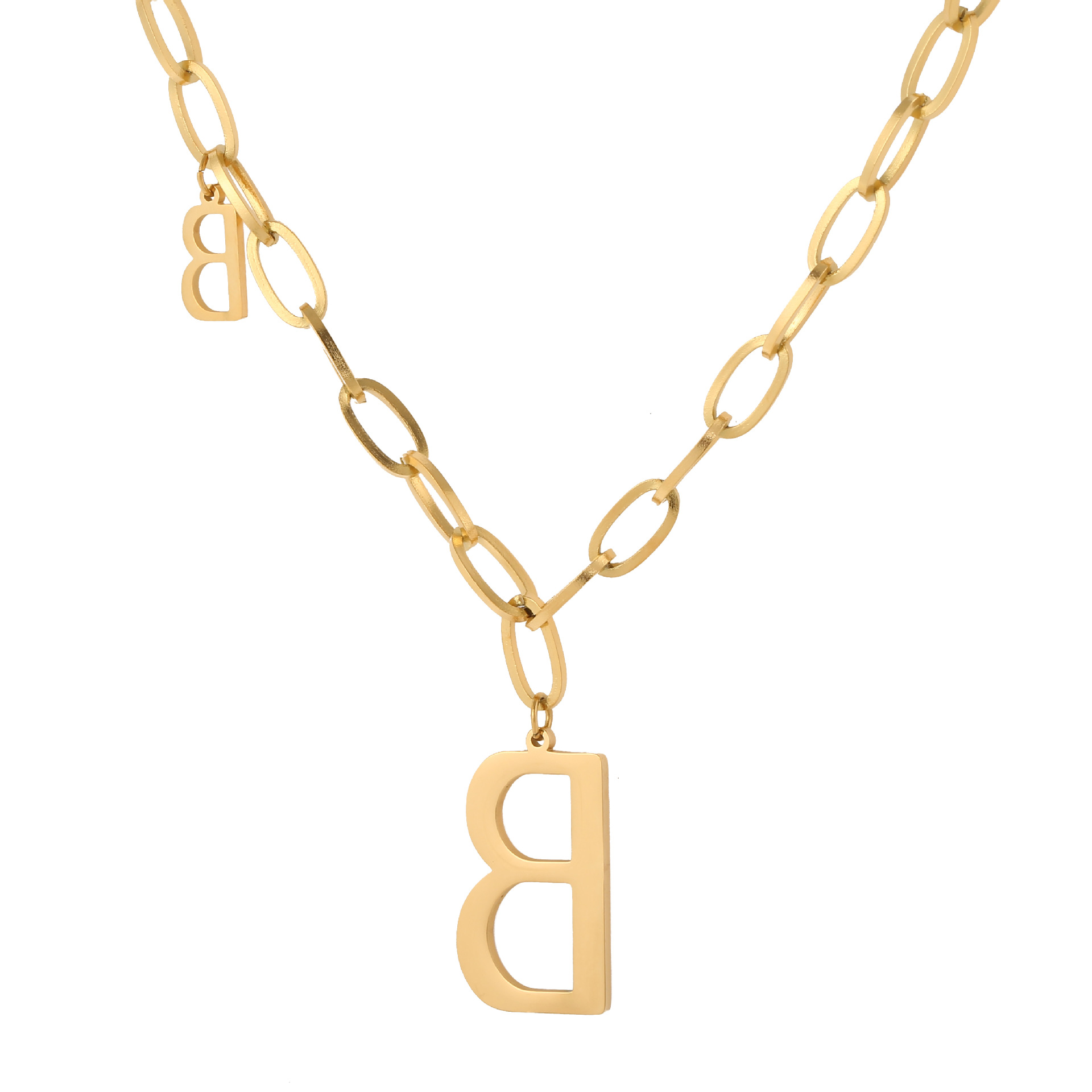 European and American simple letter B pendant titanium steel necklace wholesalepicture3