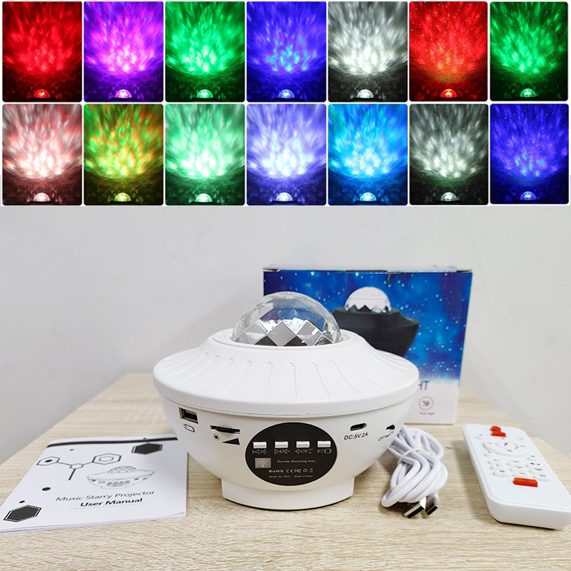 Star Projection Light USB Bluetooth Music Rotating Water Ripple Star Laser Light Bedroom Night Light Atmosphere Light