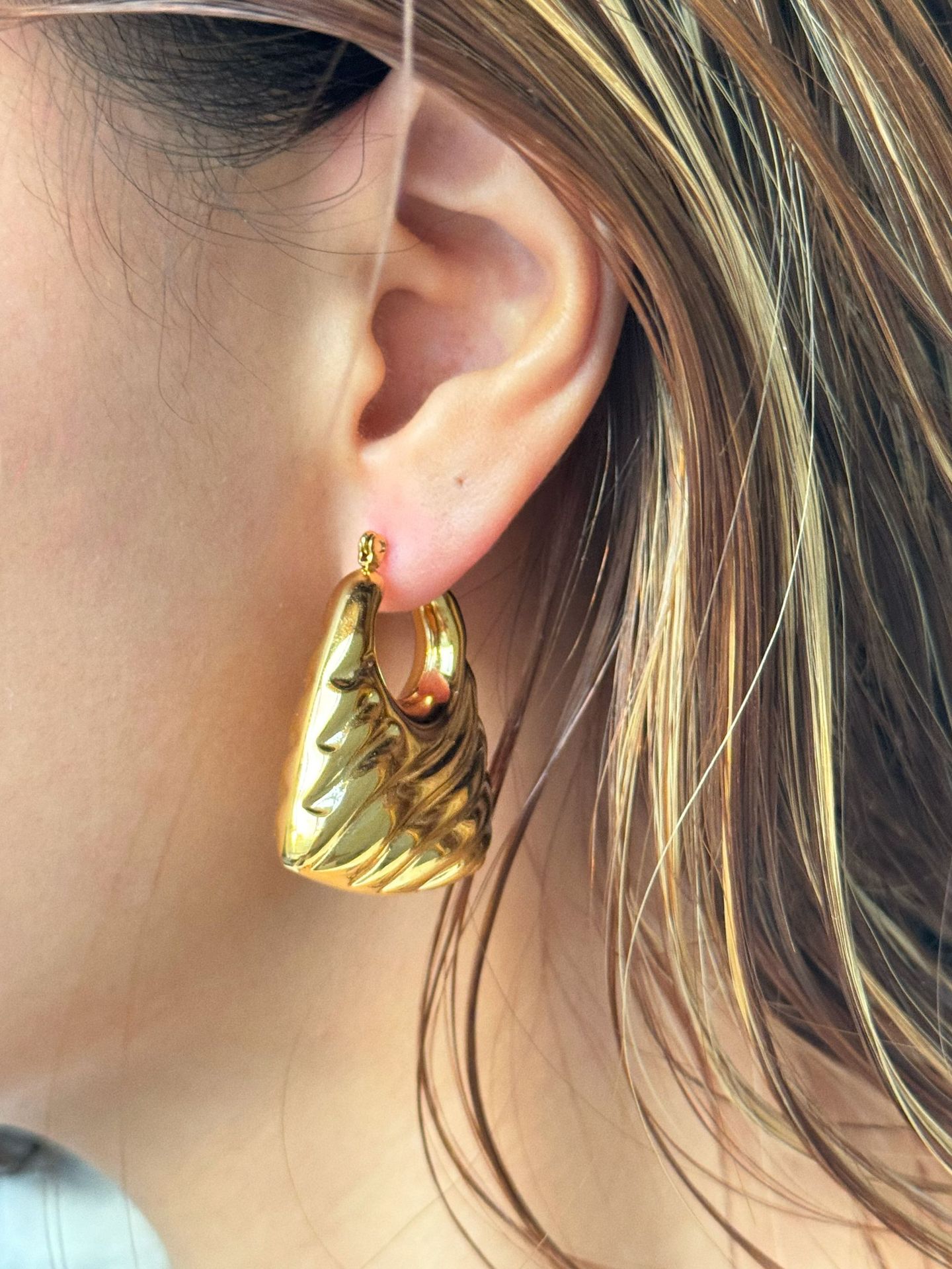 304 Stainless Steel, Titanium Steel Material 1 Pair IG Style Geometric Titanium Steel 18K Gold Plated Earrings