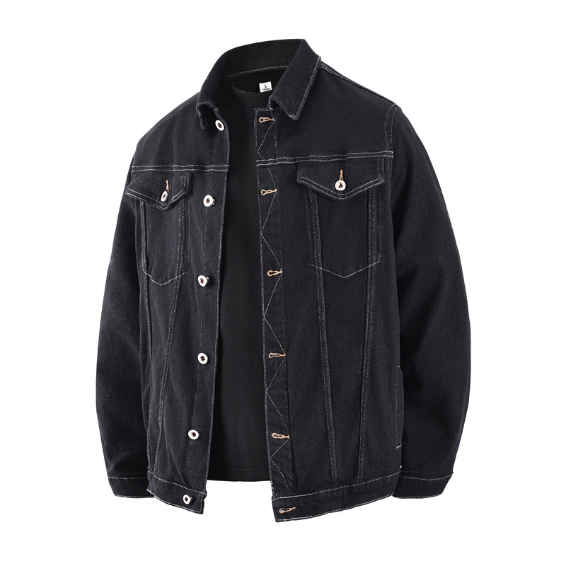 Plus-size men's denim jacket, non-fading, loose-fitting, stretchy, classic, durable, made of Lyocell, extra-large size