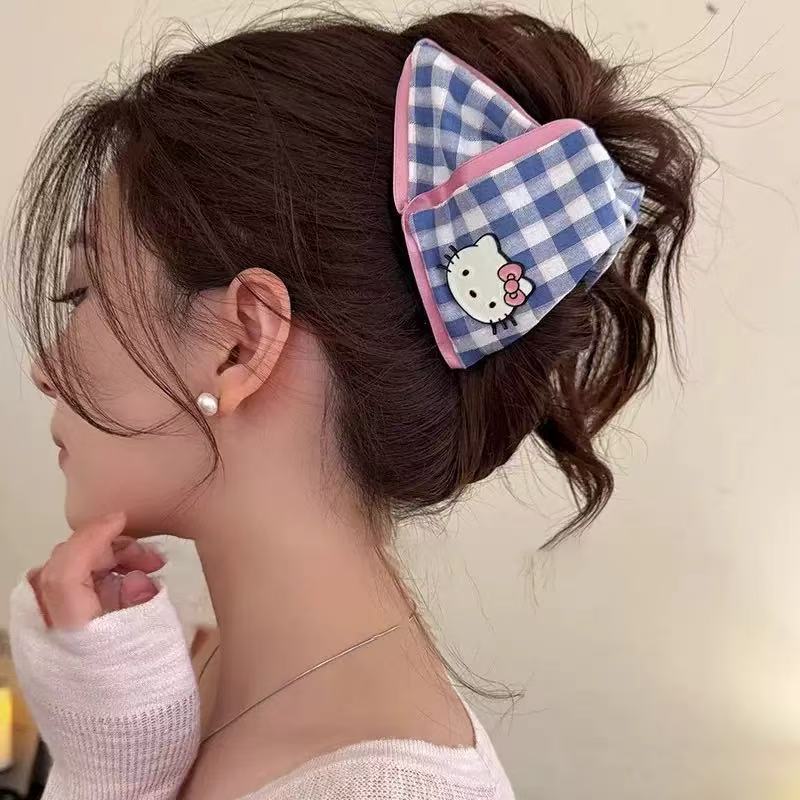 韩系布艺条纹撞色抓夹女高级感2025新款三角鲨鱼夹盘发夹子发饰夏|undefined