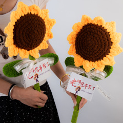 巨无霸向日葵玫瑰冰条线针织花束成品手工编织七夕教师节礼物批发