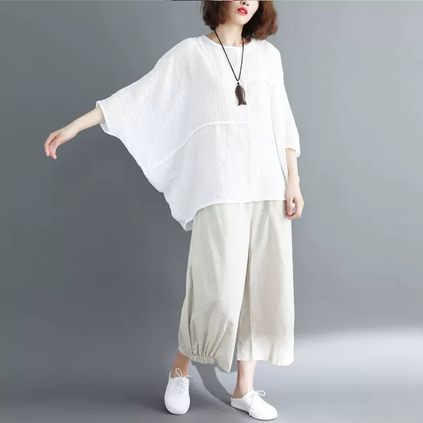 White top + off-white pants