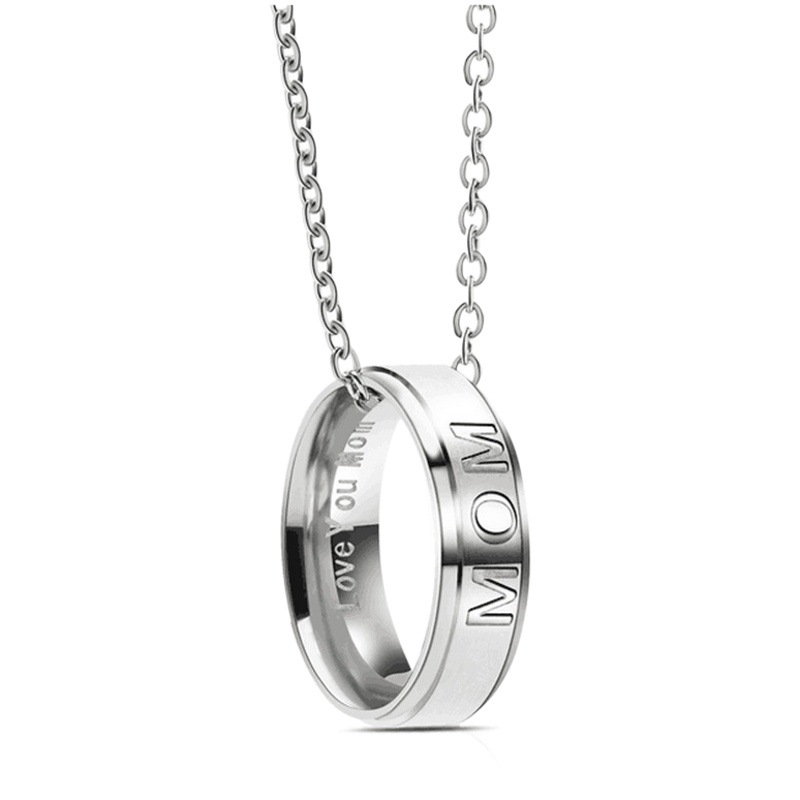 Anillos y Collares de Acero Inoxidable Modernos y Sencillos, Estilo Europeo y Americano, Joyería DIY, Colgantes de Acero Titanio para Papá y Mamá, Accesorios de Ropa