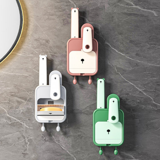 Three-in-one soap box punch-free soap box wall-mounted Household high-end draining large wall rack soap box