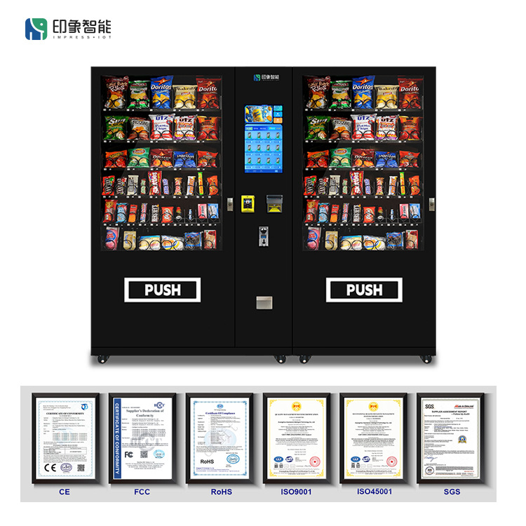 Impresión de máquina expendedora inteligente 24 horas no tripulada de gran capacidad de bocadillos y bebidas para la venta