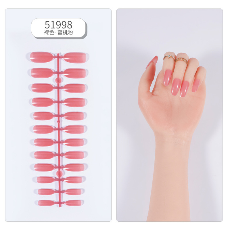 Nude Wearing Nail Piece Solid Color Nail Art Ultra-thin Seamless Nail Patch Ice-transparent Simple Finished Removable Square