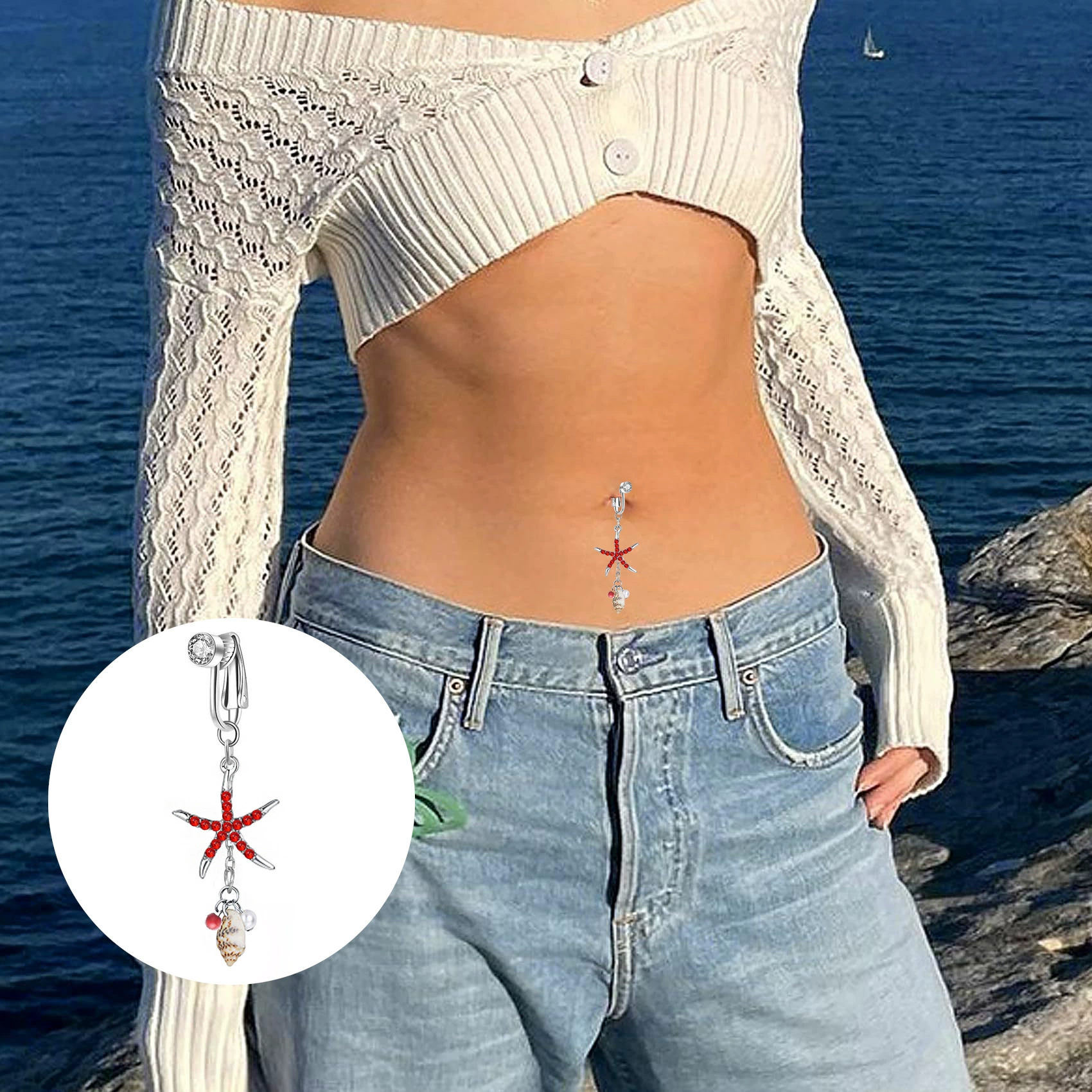 (Cross-border trading), belly button piercing, pendant pearl