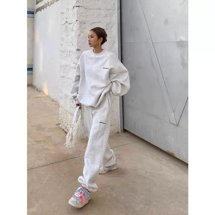 Salty and Sweet Style Fashionable Sweatshirt Sports Suit for Women Spring & Fall New Casual Slimming Look Leggings Two-Piece Set