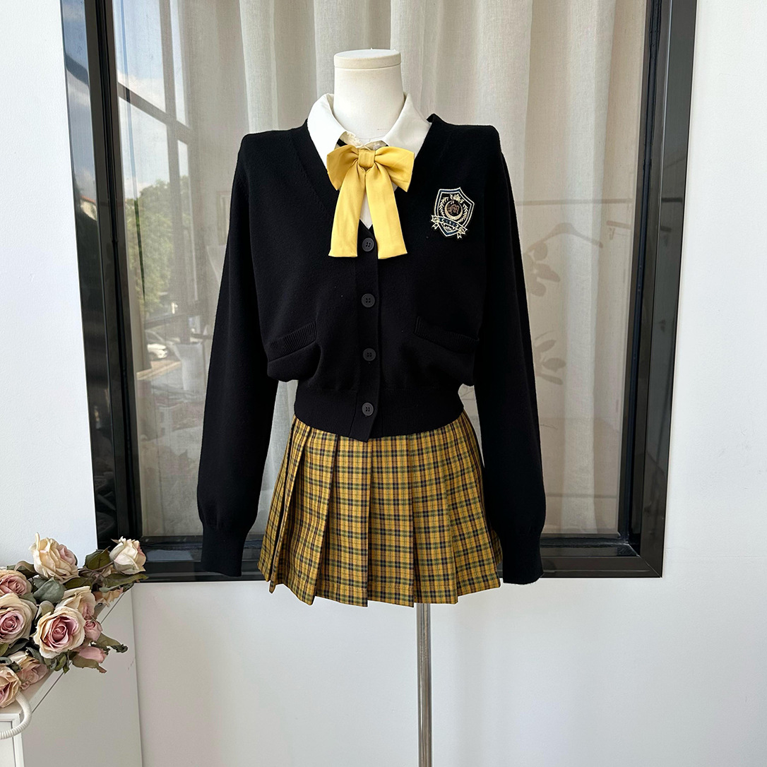Tokyo Women's Japanese Jk College Style Cardigan + Shirt + Skirt Uniform Set