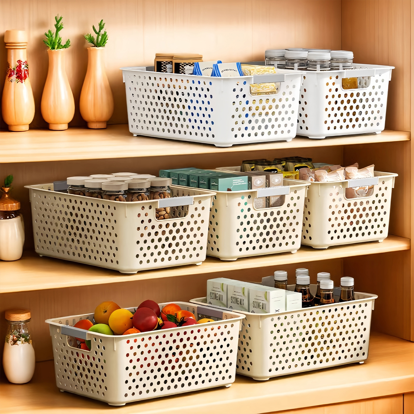 Miscellaneous storage basket snack toy organizer box household plastic storage box kitchen cabinet basket desktop storage basket
