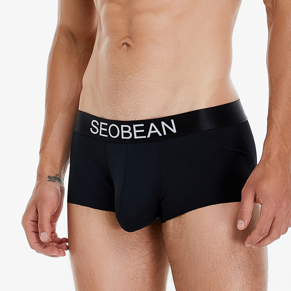 2023 verano nueva ropa interior de los hombres seobean xibín medio bajo cintura seda del hielo pantalones boxeadores fábrica al por mayor