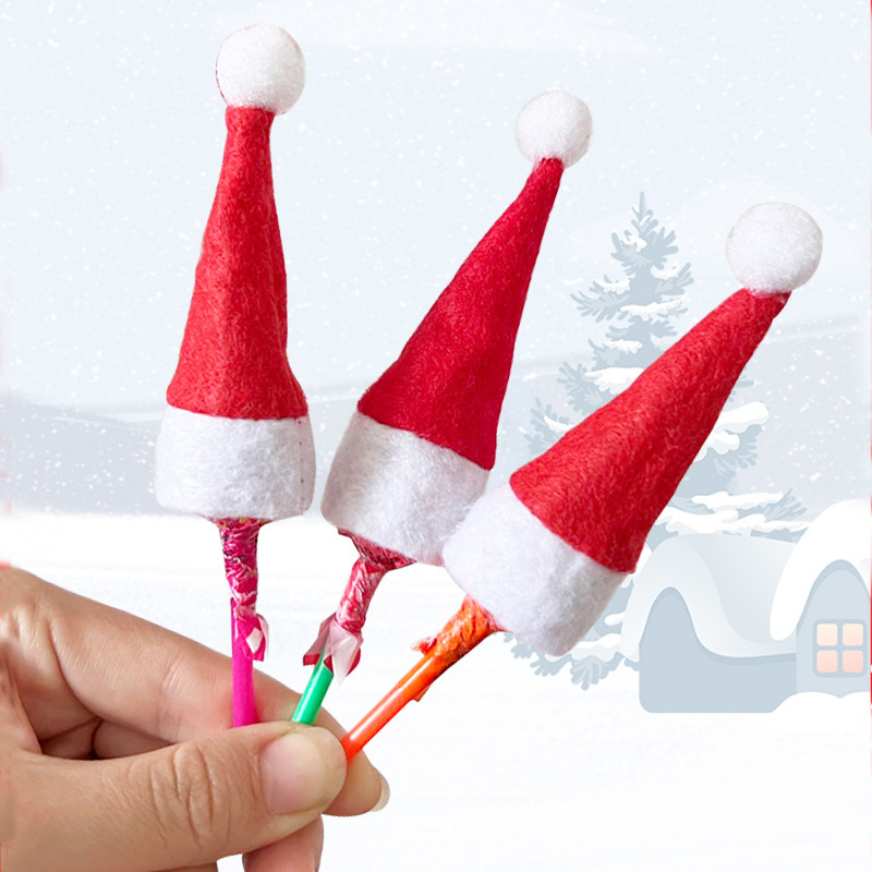 Christmas decoration supplies lollipop Christmas hat candy mini Christmas hat non-woven children's Christmas gifts