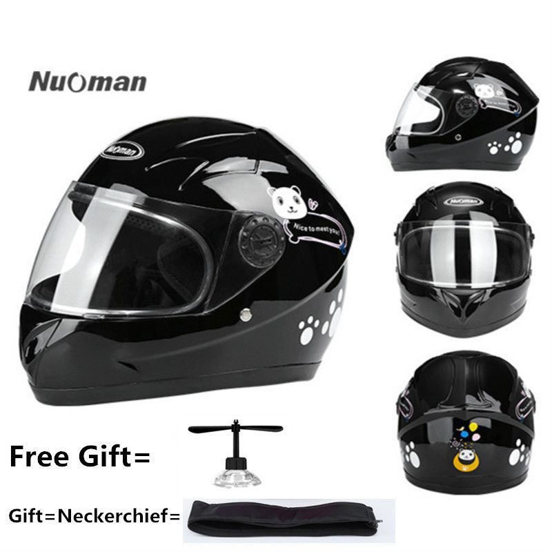 Katong Black Electric Car 3-8 Year Old Children's Helmet Winter Cartoon Safety (Auto Parts and Accessories) - 525-gloss-black-children-black-bamboo-dragonfly