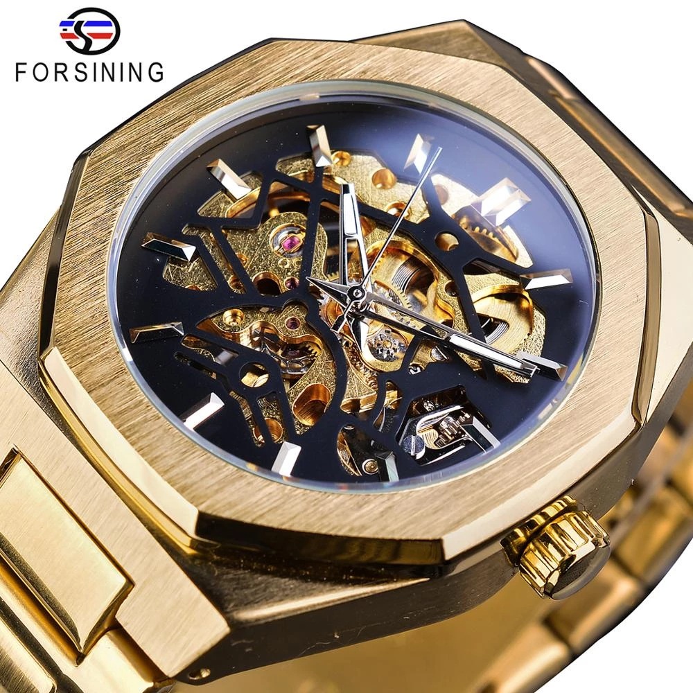 Automatic Mechanical Watch For Men Waterproof Skeleton Steel_voghion.com