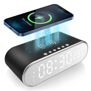 Cross-border explosions smart three-in-one alarm clock wireless charging multifunctional desktop wireless charging clock wireless charger