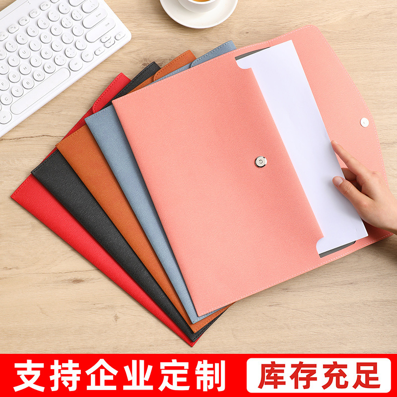 A4皮質ビジネス書類袋卸売り大容量書類収納袋契約資料ボタンpu書類袋現物|undefined