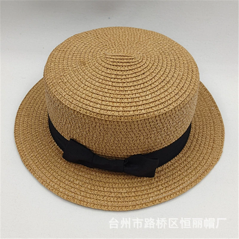 Корейская соломенная шляпа в стиле ретро, летняя британская плоская шляпа, маленькая свежая шляпа для защиты от солнца, пляжная шляпа, тренд для путешествий