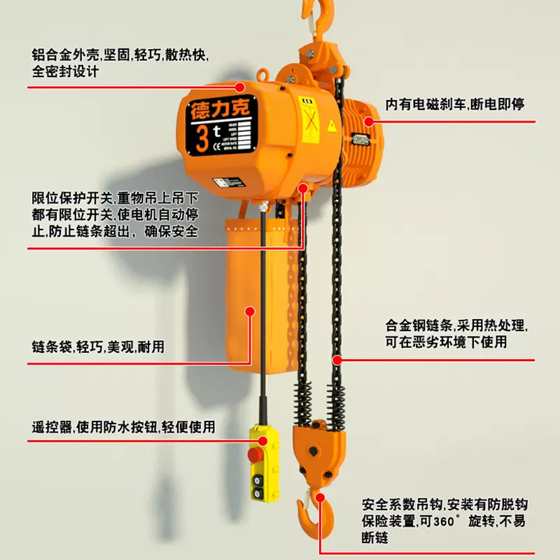 定制环链电动葫芦固定式快速运行式0.5吨1吨2吨5起重鬼头电动葫芦