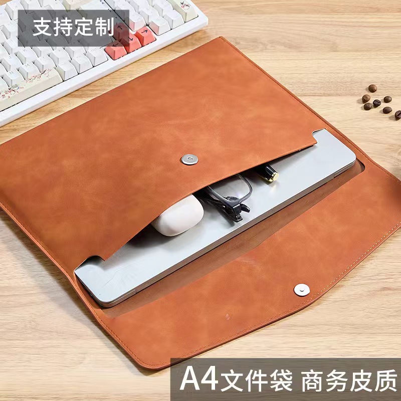 Bolsa de archivo de cuero A4 simple retrógrado de una sola capa a prueba de agua bolsa de reunión de negocios de gran capacidad