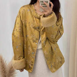 新中式国风进口水貂毛环保皮草外套女2025冬季新款白鸭绒羽绒棉服