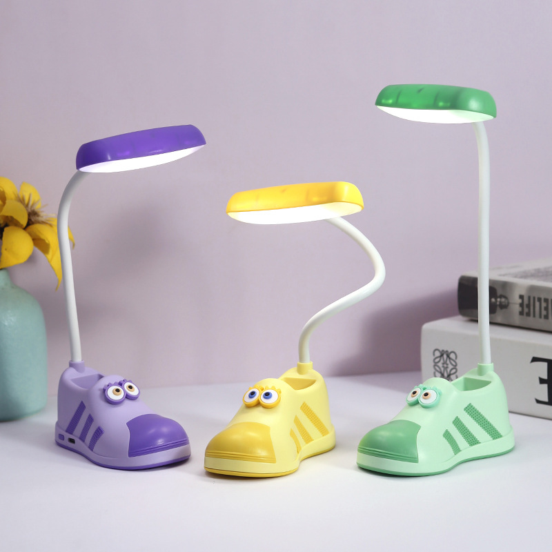 Lámpara de Mesa USB con Forma de Zapato, Recargable USB, con Soporte para Celular, para Dormitorio y Escritorio